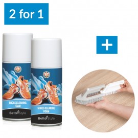 2 pentru 1: Şampon spumă pentru curăţarea încălţămintei + Perie 2 în 1 gratis