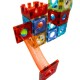 Set de construcţie magnetic 3D cu pistă pentru bile, 110 piese