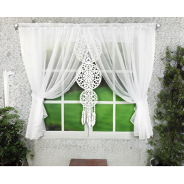 Set: perdea albă din voal 400x150 cm şi panou decorativ prinzător de vise