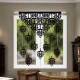 Panou de fereastră 100x150 cm negru cu frunze ajurate şi mărgele