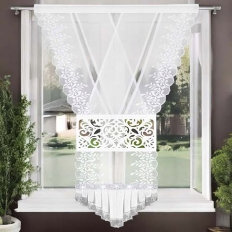 Panou decorativ de fereastră 120x180 cm pe bandă, cu model ajurat şi broderie argintie