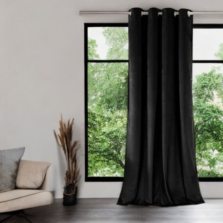 Draperie din velur glamour negru cu inele 140x230cm