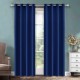Draperie glamour din velur bleumarin 140x230 cm cu inele