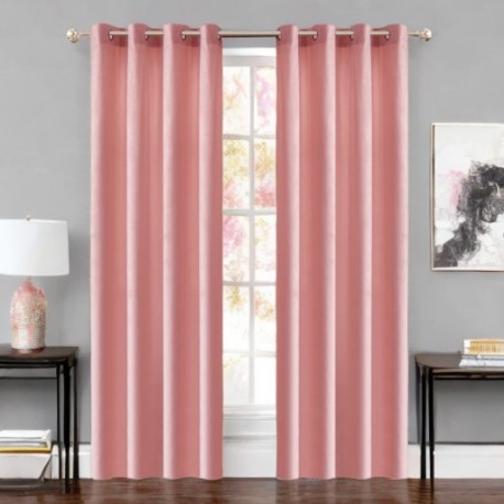 Draperie glamour din catifea roz pudrat 140 x 230 cm cu inele