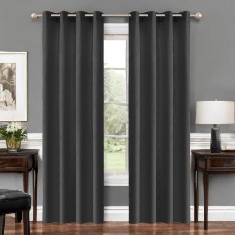 Draperie glamour din catifea gri închis 140 x 230 cm cu inele