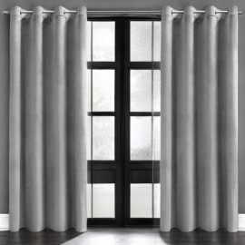 Draperie glamour din catifea gri deschis 140 x 230 cm cu inele (1 buc.)
