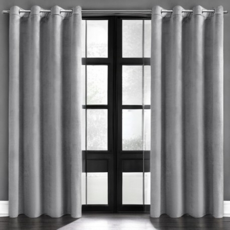 Draperie glamour din catifea gri deschis 140 x 230 cm cu inele