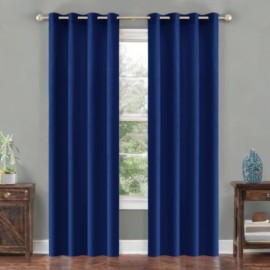 Draperie glamour din catifea bleumarin 140 x 250 cm cu inele (1 buc.)