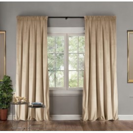Draperie glamour din catifea bej 140 x 230 cm cu bandă (1 buc.)
