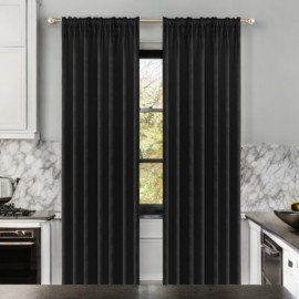 Draperie glamour din catifea neagră 140 x 270 cm cu bandă (1 buc.)