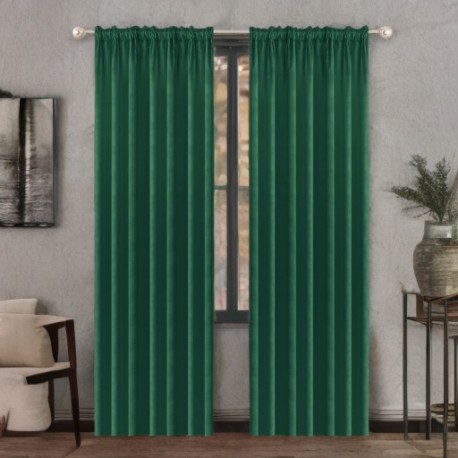 Draperie glamour din catifea verde bottle green 140 x 270 cm cu bandă