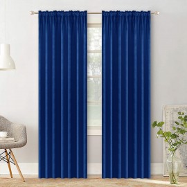 Draperie glamour din catifea bleumarin 140 x 270 cm cu bandă (1 buc.)