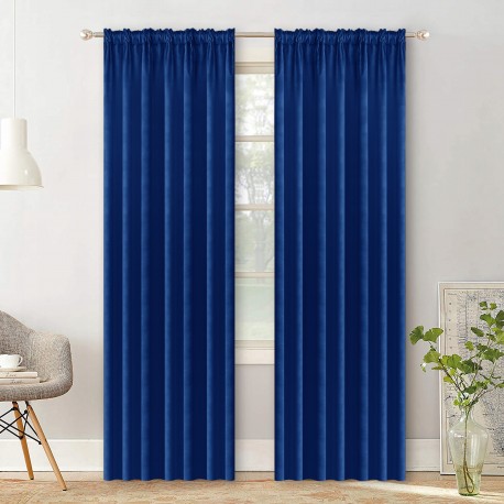 Draperie glamour din catifea bleumarin 140 x 270 cm cu bandă
