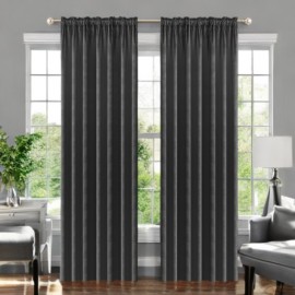 Draperie glamour din catifea gri închis 140 x 270 cm cu bandă (1 buc.)