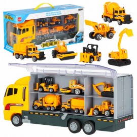 Camion TIR cu lansator + maşini de construcţii din metal