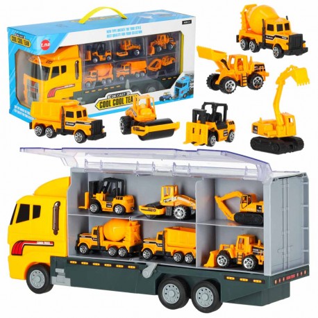 Camion TIR cu lansator + maşini de construcţii din metal