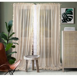 Draperie BOHO din dantelă 145×250 cm cu bandă de încrețire, 1 bucată
