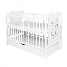 Pat pentru copii cu sertar şi saltea 120 x 60 cm