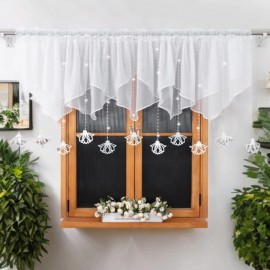 Perdea decorativă scurtă, agăţători albe din fetru, 400x110 cm