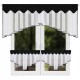 Set: perdea de bucătărie din voal 200x80 cm + perdele scurte 90x50 cm, cu bordură neagră