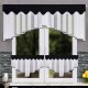 Set: perdea de bucătărie din voal 200x80 cm + perdele scurte 90x50 cm, cu bordură neagră