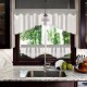 Set: perdea de bucătărie din voal 200x80 cm + perdele scurte 90x50 cm, cu bordură gri