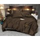 Set de lenjerie 3 piese cu broderie, culoare ciocolatie, 160x200 cm