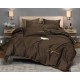 Set de lenjerie 3 piese cu broderie, culoare ciocolatie, 200x220 cm