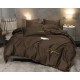 Set de lenjerie 3 piese cu broderie, culoare ciocolatie, 200x220 cm