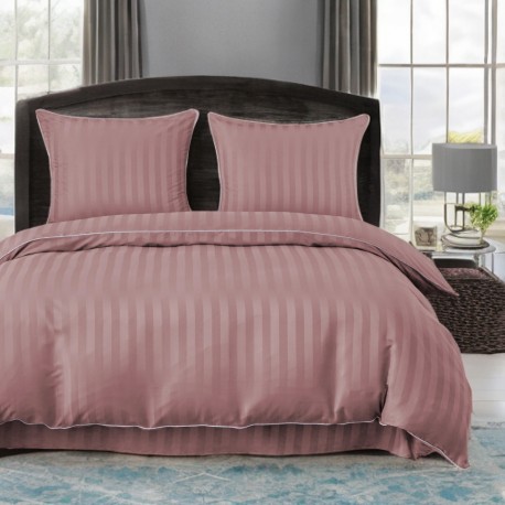 Set de lenjerie din damasc, 3 piese, culoare roz, 160x200 cm
