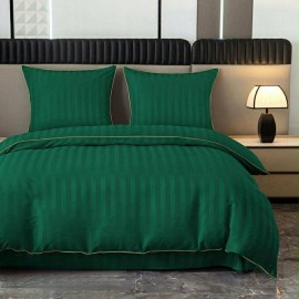 Set de lenjerie din damasc, 3 piese, culoare verde, 160x200 cm