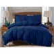 Set de lenjerie 3 piese cu volane, culoare bleumarin, 160x200 cm