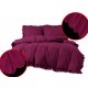 Set de lenjerie 3 piese cu volane, culoare bordo, 160x200 cm