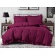 Set de lenjerie 3 piese cu volane, culoare bordo, 160x200 cm