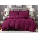 Set de lenjerie 3 piese cu volane, culoare bordo, 160x200 cm