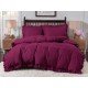 Set de lenjerie 3 piese cu volane, culoare bordo, 160x200 cm