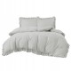 Set de lenjerie 3 piese cu volane, culoare gri deschis, 160x200 cm