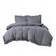 Set de lenjerie 3 piese cu volane, culoare gri închis, 160x200 cm
