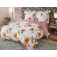 Set de lenjerie 3 piese cu volane, model floral, 160x200 cm