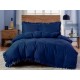 Set de lenjerie 3 piese cu volane, culoare bleumarin, 200x220 cm