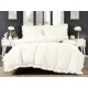 Set de lenjerie 3 piese cu volane, culoare crem, 200x220 cm