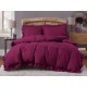 Set de lenjerie 3 piese cu volane, culoare bordo, 200x220 cm