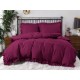 Set de lenjerie 3 piese cu volane, culoare bordo, 200x220 cm