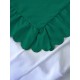 Set de lenjerie 3 piese cu volane, culoare verde, 200x220 cm