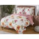Set de lenjerie 3 piese cu volane, model floral, 200x220 cm