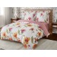 Set de lenjerie 3 piese cu volane, model floral, 200x220 cm