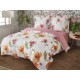 Set de lenjerie 3 piese cu volane, model floral, 200x220 cm