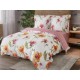 Set de lenjerie 3 piese cu volane, model floral, 200x220 cm