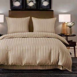 Set de lenjerie din damasc, 3 piese, culoare bej, 200x220 cm