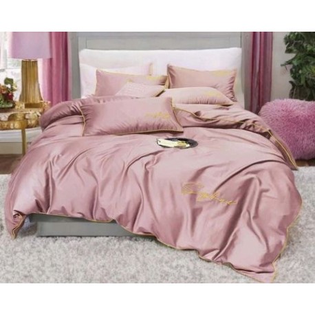 Set de lenjerie din microfibră 200x220 cm, 3 piese, culoare roz